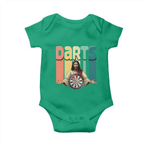Funny Jesus Dart Player Sunset Retro Vintage Baby Onesie Christian Dartist Gift TS12 Irish Green Print Your Wear