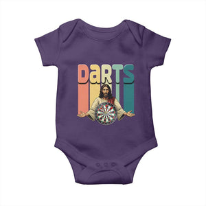 Funny Jesus Dart Player Sunset Retro Vintage Baby Onesie Christian Dartist Gift TS12 Purple Print Your Wear
