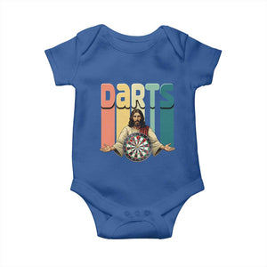 Funny Jesus Dart Player Sunset Retro Vintage Baby Onesie Christian Dartist Gift TS12 Royal Blue Print Your Wear