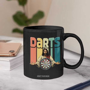 Funny Jesus Dart Player Sunset Retro Vintage Coffee Mug Christian Dartist Gift TS12 Print Your Wear