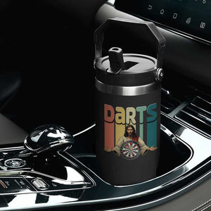 Funny Jesus Dart Player Sunset Retro Vintage Flip Straw Tumbler Christian Dartist Gift TS12 Print Your Wear