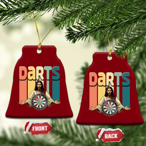 Funny Jesus Dart Player Sunset Retro Vintage Ceramic Ornament Christian Dartist Gift TS12 Print Your Wear