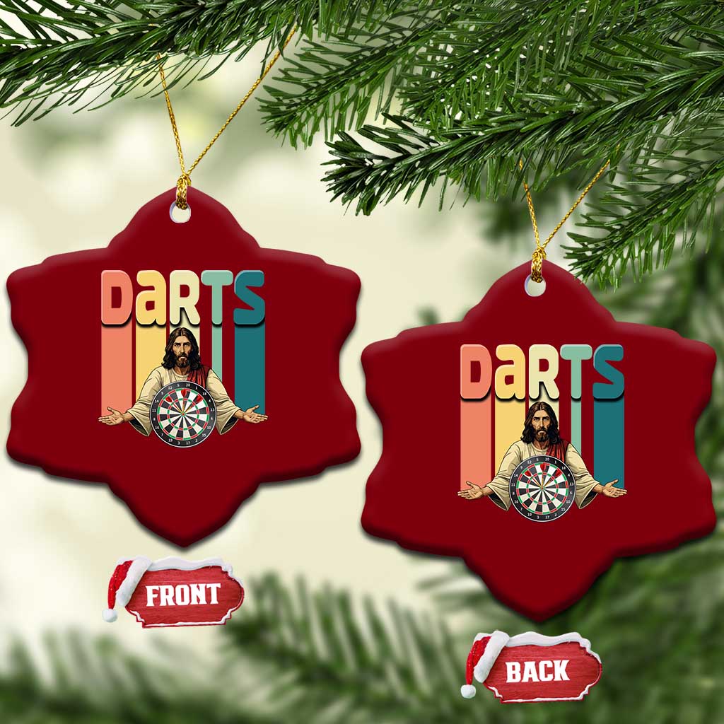 Funny Jesus Dart Player Sunset Retro Vintage Ceramic Ornament Christian Dartist Gift TS12 Print Your Wear