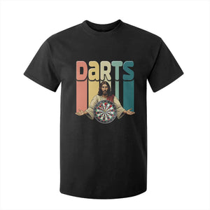 Funny Jesus Dart Player Sunset Retro Vintage T Shirt For Kid Christian Dartist Gift TS12 Black Print Your Wear