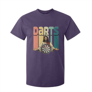 Funny Jesus Dart Player Sunset Retro Vintage T Shirt For Kid Christian Dartist Gift TS12 Purple Print Your Wear