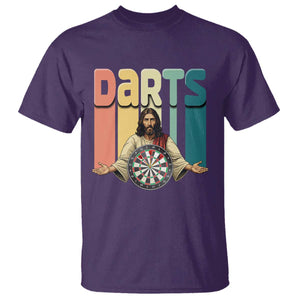Funny Jesus Dart Player Sunset Retro Vintage T Shirt Christian Dartist Gift TS12 Purple Print Your Wear
