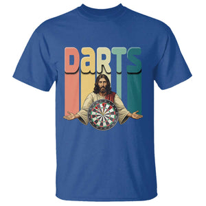 Funny Jesus Dart Player Sunset Retro Vintage T Shirt Christian Dartist Gift TS12 Royal Blue Print Your Wear