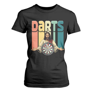 Funny Jesus Dart Player Sunset Retro Vintage T Shirt For Women Christian Dartist Gift TS12 Black Print Your Wear