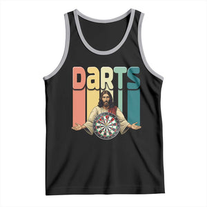 Funny Jesus Dart Player Sunset Retro Vintage Tank Top Christian Dartist Gift TS12 Black Athletic Heather Print Your Wear