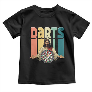 Funny Jesus Dart Player Sunset Retro Vintage Toddler T Shirt Christian Dartist Gift TS12 Black Print Your Wear