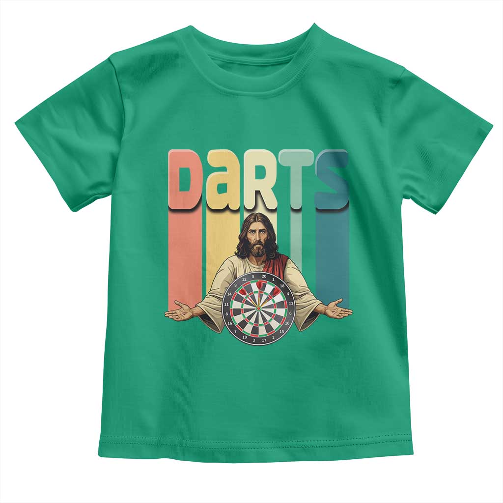 Funny Jesus Dart Player Sunset Retro Vintage Toddler T Shirt Christian Dartist Gift TS12 Irish Green Print Your Wear