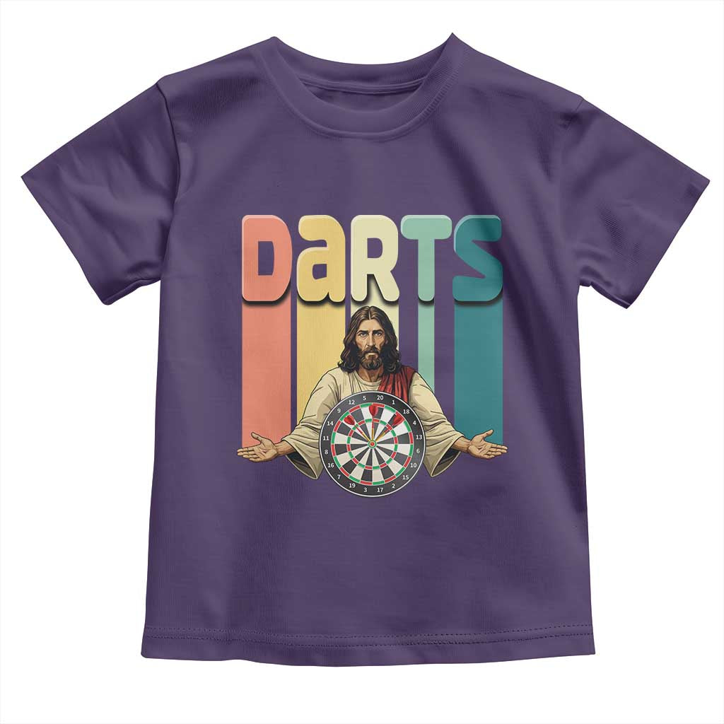 Funny Jesus Dart Player Sunset Retro Vintage Toddler T Shirt Christian Dartist Gift TS12 Purple Print Your Wear