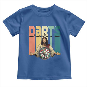 Funny Jesus Dart Player Sunset Retro Vintage Toddler T Shirt Christian Dartist Gift TS12 Royal Blue Print Your Wear