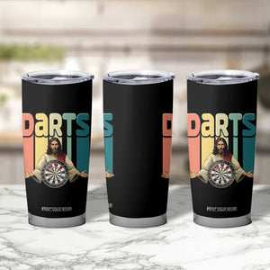 Funny Jesus Dart Player Sunset Retro Vintage Tumbler Cup Christian Dartist Gift TS12 Print Your Wear