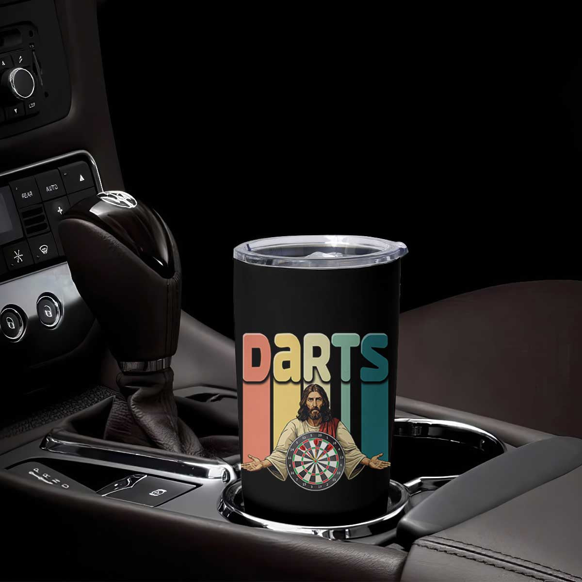 Funny Jesus Dart Player Sunset Retro Vintage Tumbler Cup Christian Dartist Gift TS12 Print Your Wear