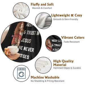 Funny Christian Faith Darts Player Gift Throw Blanket Keep Calm And Trust In Jesus He Never Misses TS12 Print Your Wear