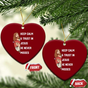 Funny Christian Faith Darts Player Gift Ceramic Ornament Keep Calm And Trust In Jesus He Never Misses TS12 Print Your Wear