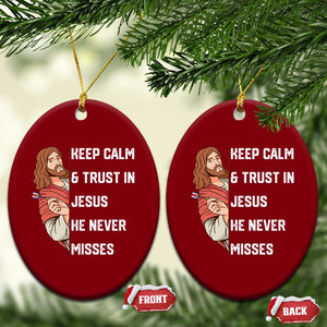 Funny Christian Faith Darts Player Gift Ceramic Ornament Keep Calm And Trust In Jesus He Never Misses TS12 Print Your Wear