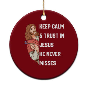 Funny Christian Faith Darts Player Gift Ceramic Ornament Keep Calm And Trust In Jesus He Never Misses TS12 1pc Red Print Your Wear