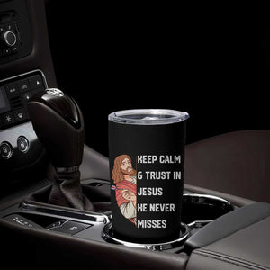 Funny Christian Faith Darts Player Gift Tumbler Cup Keep Calm And Trust In Jesus He Never Misses TS12 Print Your Wear