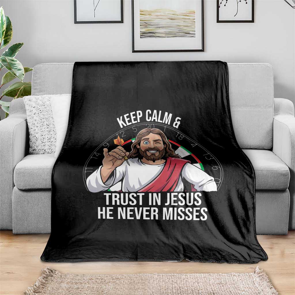 Keep Calm And Trust In Jesus Throw Blanket Christian Dartist Gift TS12 Print Your Wear