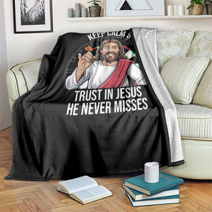 Keep Calm And Trust In Jesus Throw Blanket Christian Dartist Gift TS12 Print Your Wear