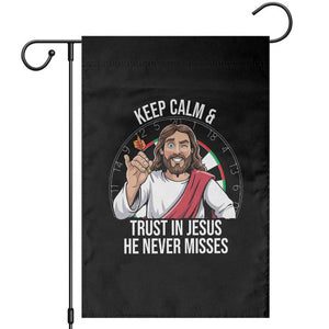 Keep Calm And Trust In Jesus Garden Flag Christian Dartist Gift TS12 Black Print Your Wear