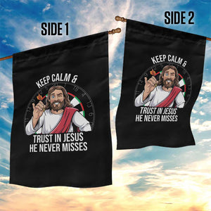 Keep Calm And Trust In Jesus Garden Flag Christian Dartist Gift TS12 Print Your Wear