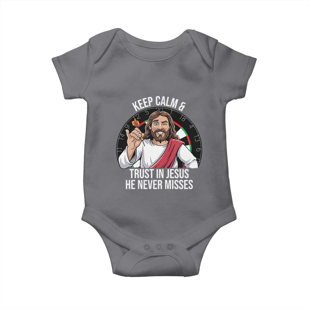 Keep Calm And Trust In Jesus Baby Onesie Christian Dartist Gift TS12 Charcoal Print Your Wear