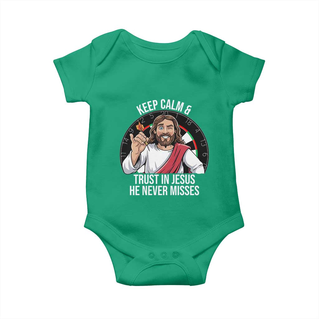 Keep Calm And Trust In Jesus Baby Onesie Christian Dartist Gift TS12 Irish Green Print Your Wear