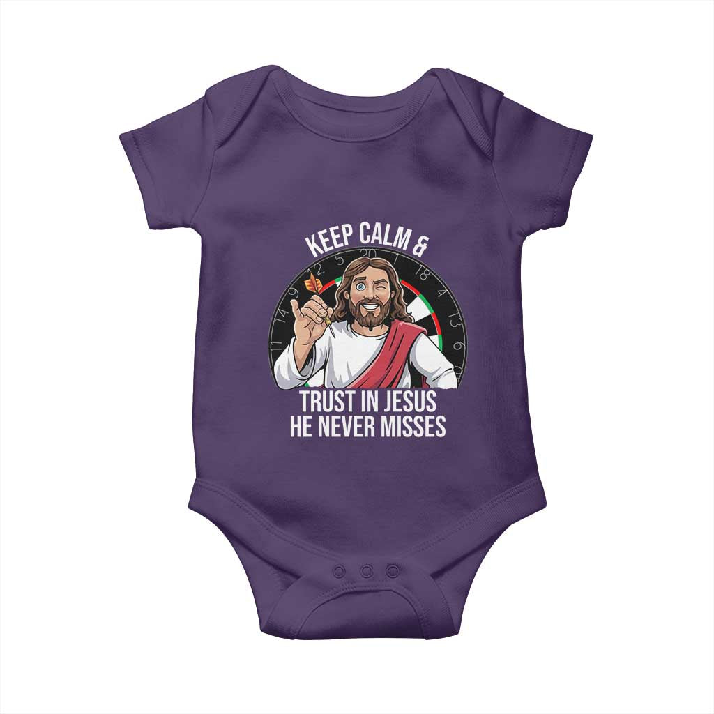 Keep Calm And Trust In Jesus Baby Onesie Christian Dartist Gift TS12 Purple Print Your Wear