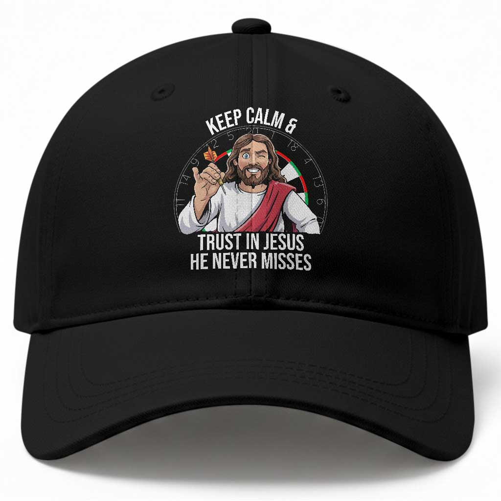 Keep Calm And Trust In Jesus Baseball Cap Christian Dartist Gift TS12 Print Your Wear