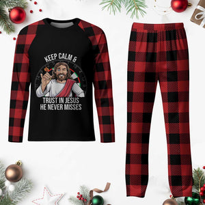 Keep Calm And Trust In Jesus Plaid Pajama Set Christian Dartist Gift TS12 Buffalo Plaid Print Your Wear