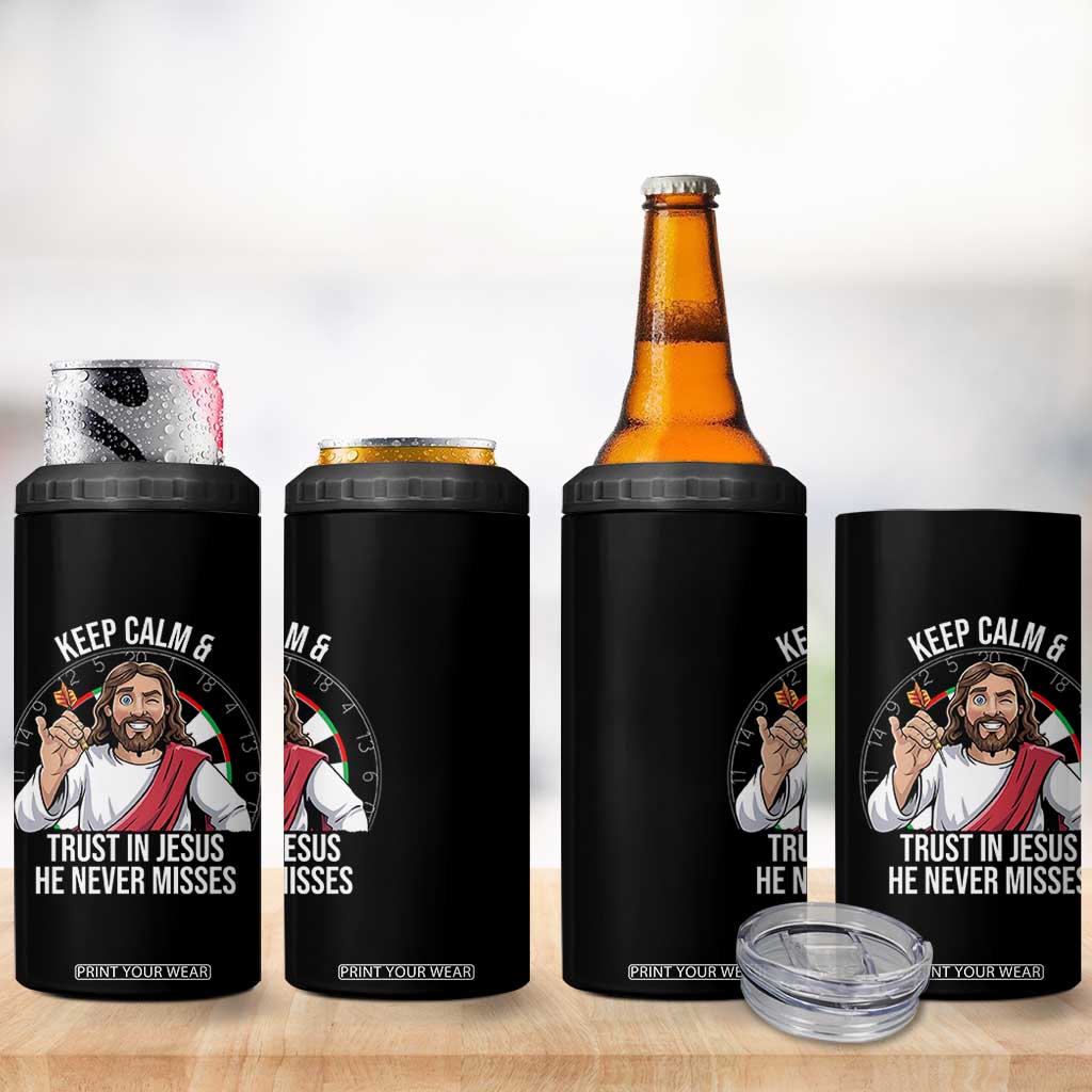 Keep Calm And Trust In Jesus 4 in 1 Can Cooler Tumbler Christian Dartist Gift TS12 Print Your Wear