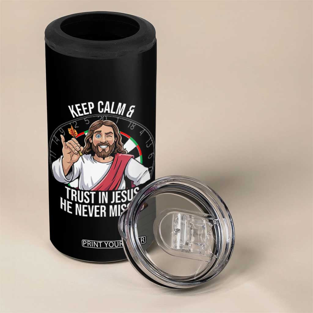 Keep Calm And Trust In Jesus 4 in 1 Can Cooler Tumbler Christian Dartist Gift TS12 Print Your Wear