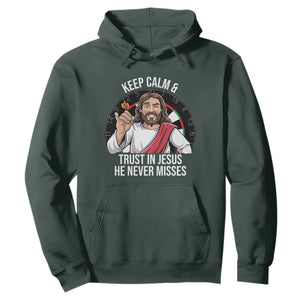 Keep Calm And Trust In Jesus Hoodie Christian Dartist Gift TS12 Dark Forest Green Print Your Wear