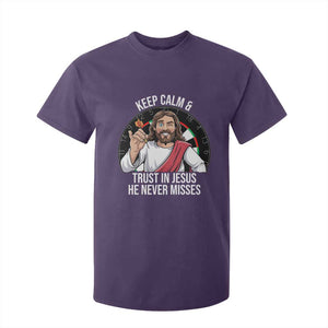 Keep Calm And Trust In Jesus T Shirt For Kid Christian Dartist Gift TS12 Purple Print Your Wear