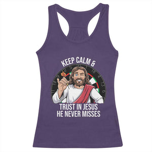 Keep Calm And Trust In Jesus Racerback Tank Top Christian Dartist Gift TS12 Purple Print Your Wear