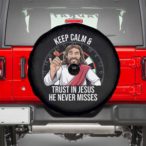 Keep Calm And Trust In Jesus Spare Tire Cover Christian Dartist Gift TS12 Black Print Your Wear