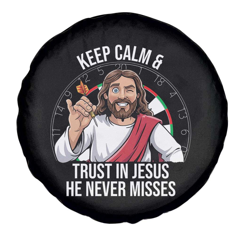 Keep Calm And Trust In Jesus Spare Tire Cover Christian Dartist Gift TS12 Print Your Wear