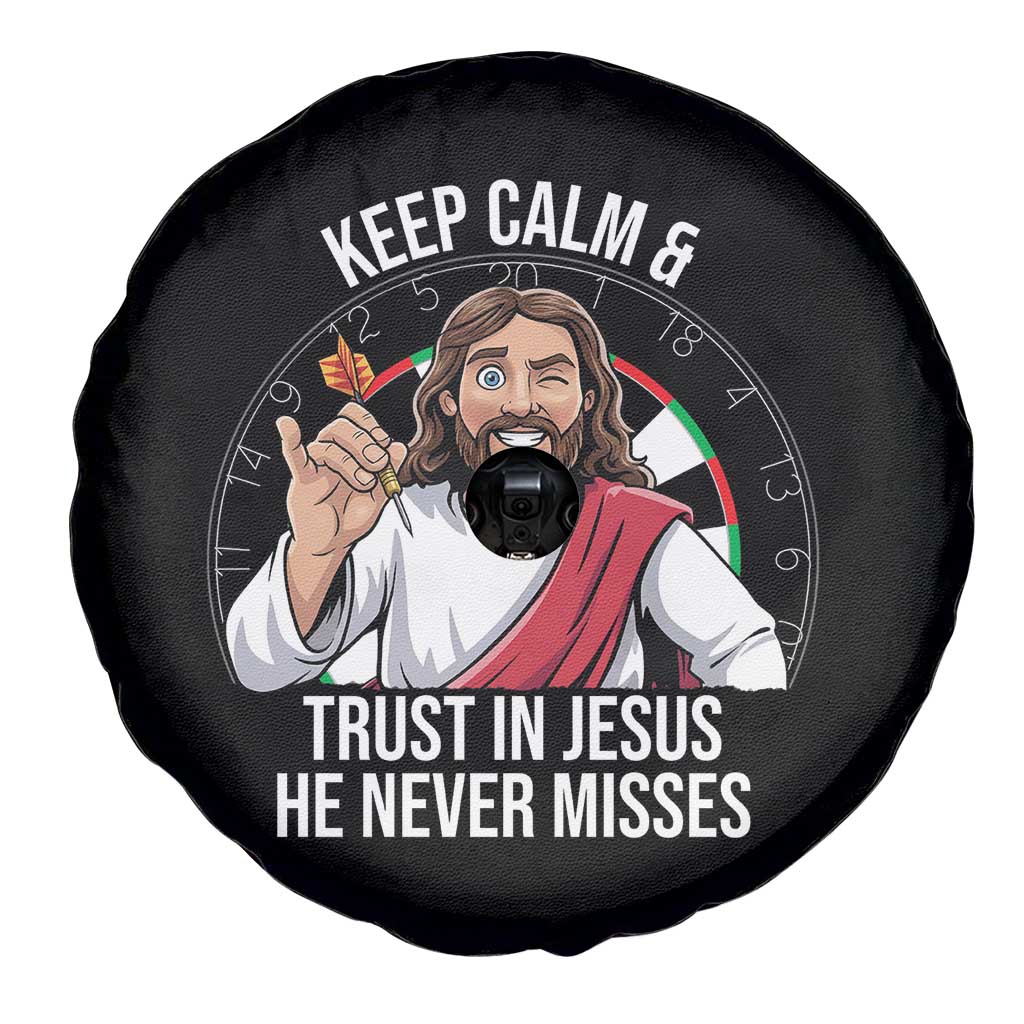 Keep Calm And Trust In Jesus Spare Tire Cover Christian Dartist Gift TS12 Print Your Wear