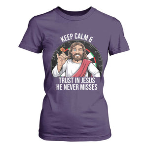 Keep Calm And Trust In Jesus T Shirt For Women Christian Dartist Gift TS12 Purple Print Your Wear