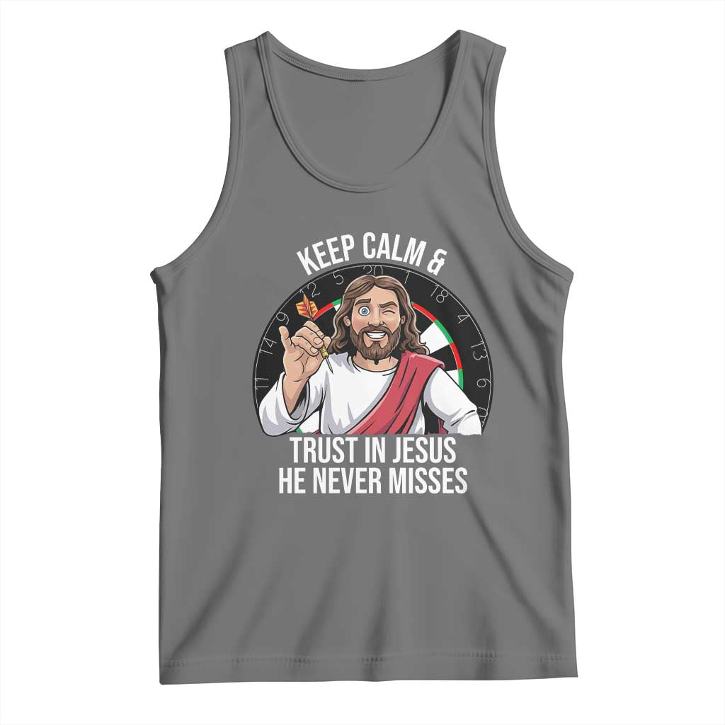 Keep Calm And Trust In Jesus Tank Top Christian Dartist Gift TS12 Black Heather Print Your Wear