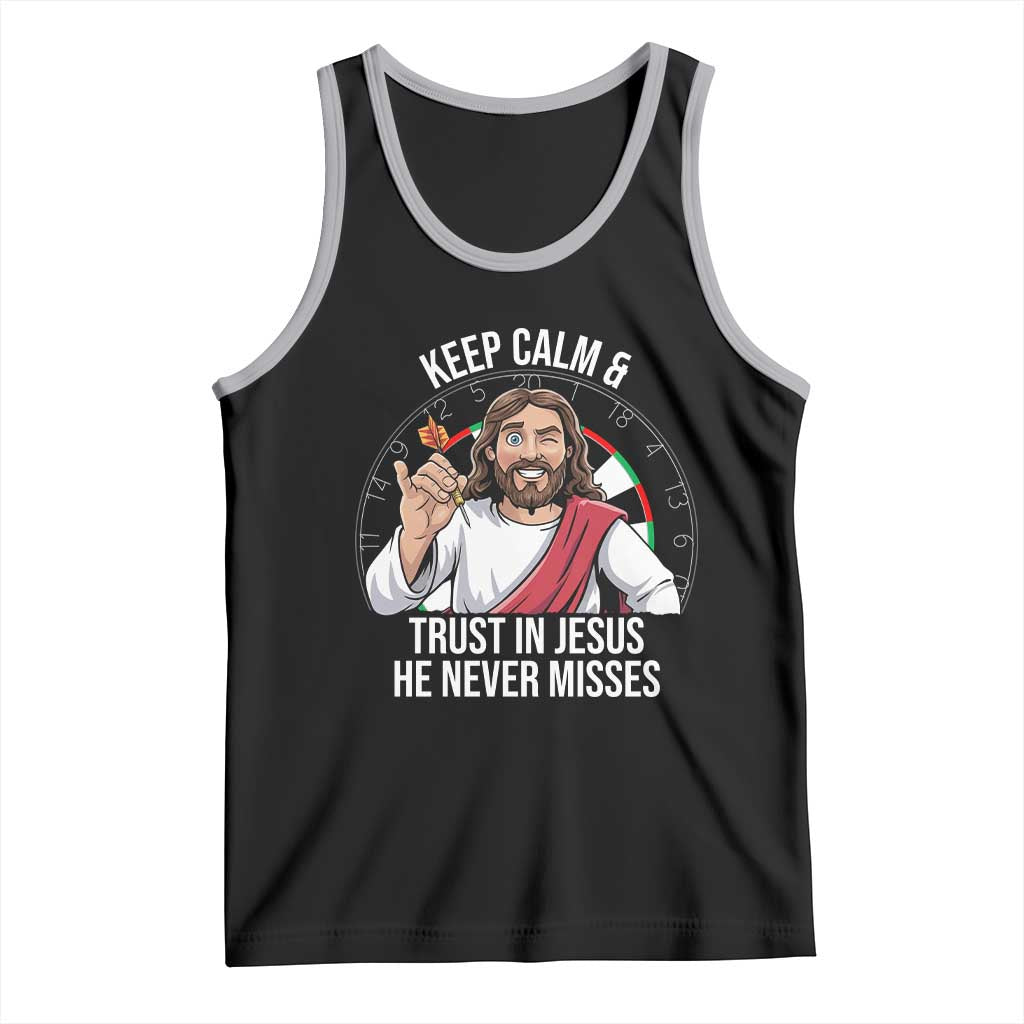 Keep Calm And Trust In Jesus Tank Top Christian Dartist Gift TS12 Black Athletic Heather Print Your Wear