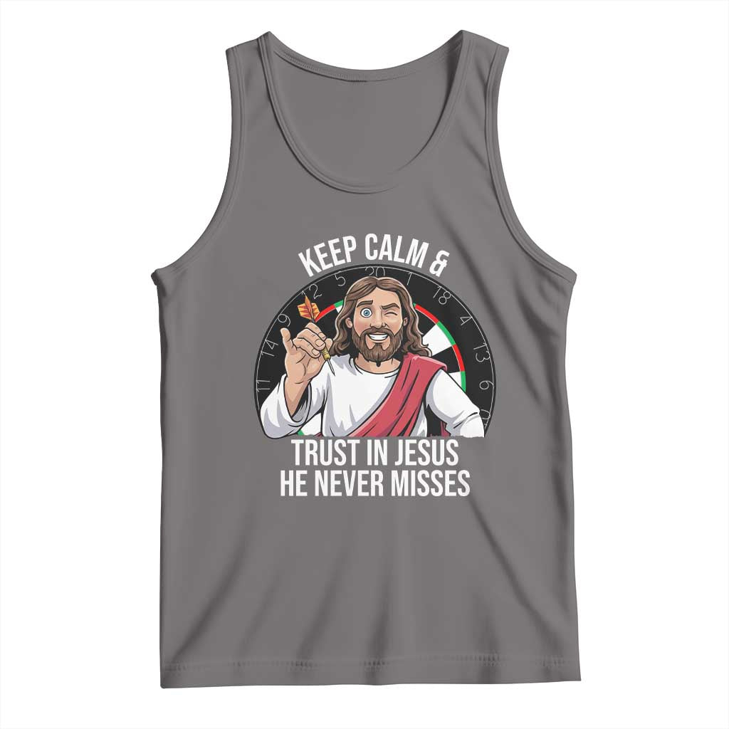 Keep Calm And Trust In Jesus Tank Top Christian Dartist Gift TS12 Deep Heather Print Your Wear