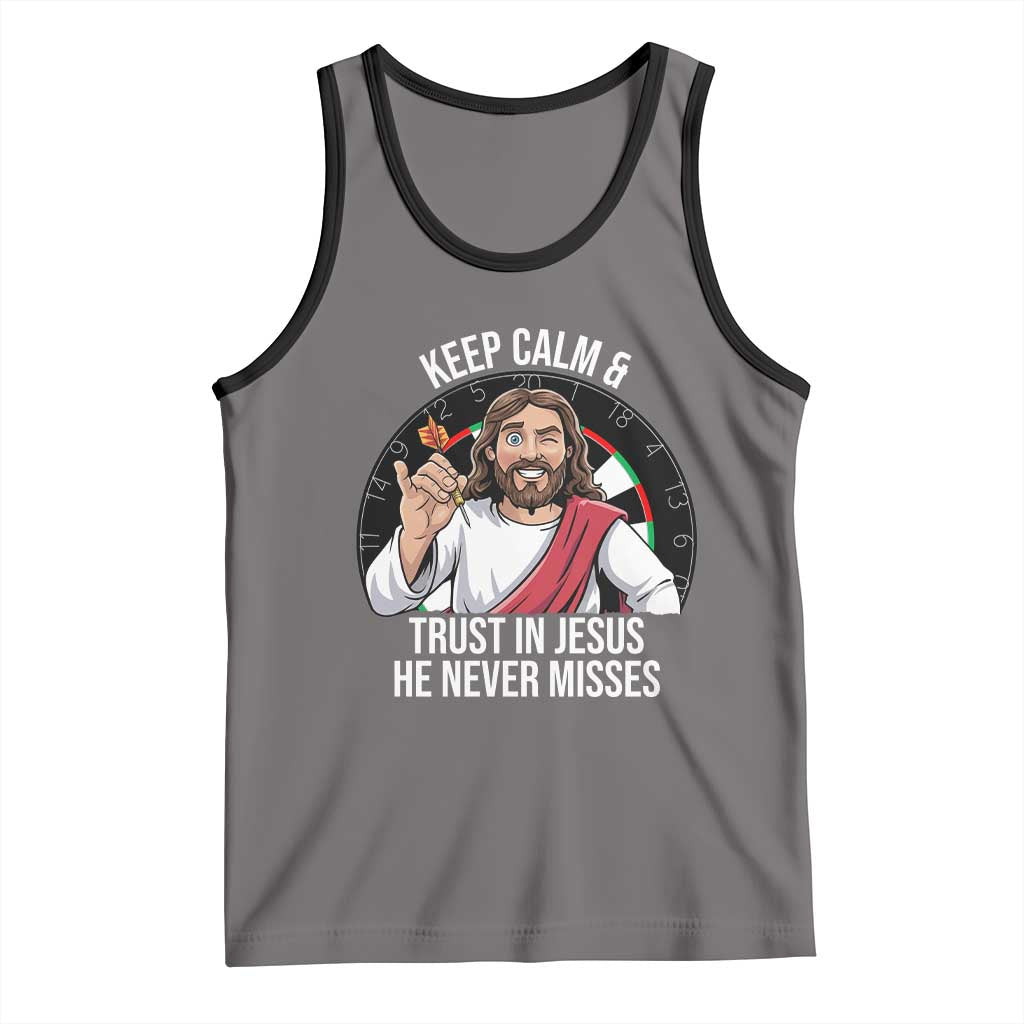 Keep Calm And Trust In Jesus Tank Top Christian Dartist Gift TS12 Deep Heather Black Print Your Wear