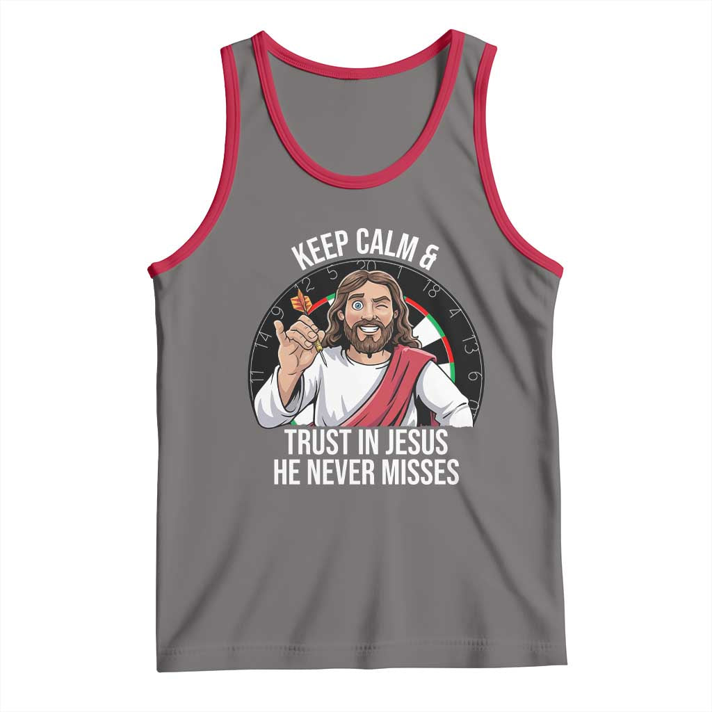 Keep Calm And Trust In Jesus Tank Top Christian Dartist Gift TS12 Deep Heather Red Print Your Wear