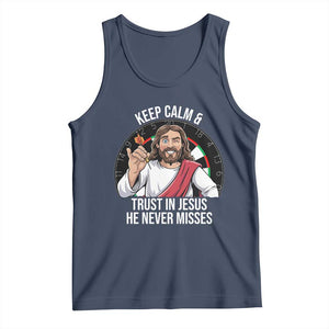 Keep Calm And Trust In Jesus Tank Top Christian Dartist Gift TS12 Navy Print Your Wear