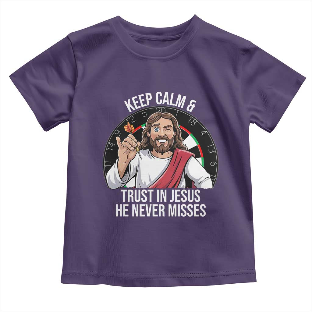 Keep Calm And Trust In Jesus Toddler T Shirt Christian Dartist Gift TS12 Purple Print Your Wear