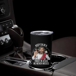 Keep Calm And Trust In Jesus Tumbler Cup Christian Dartist Gift TS12 Print Your Wear